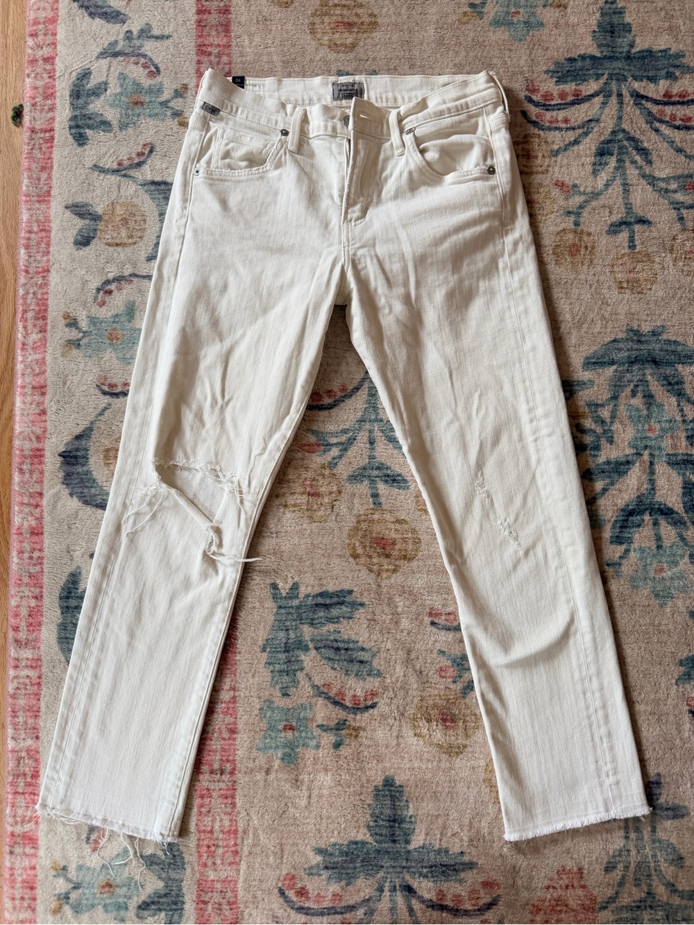 Citizens Of Humanity Off-White Distressed Skinny Jeans
